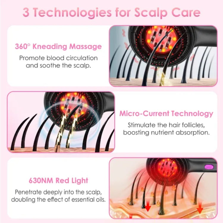 3 In 1 Red Light Scalp Massager Brush